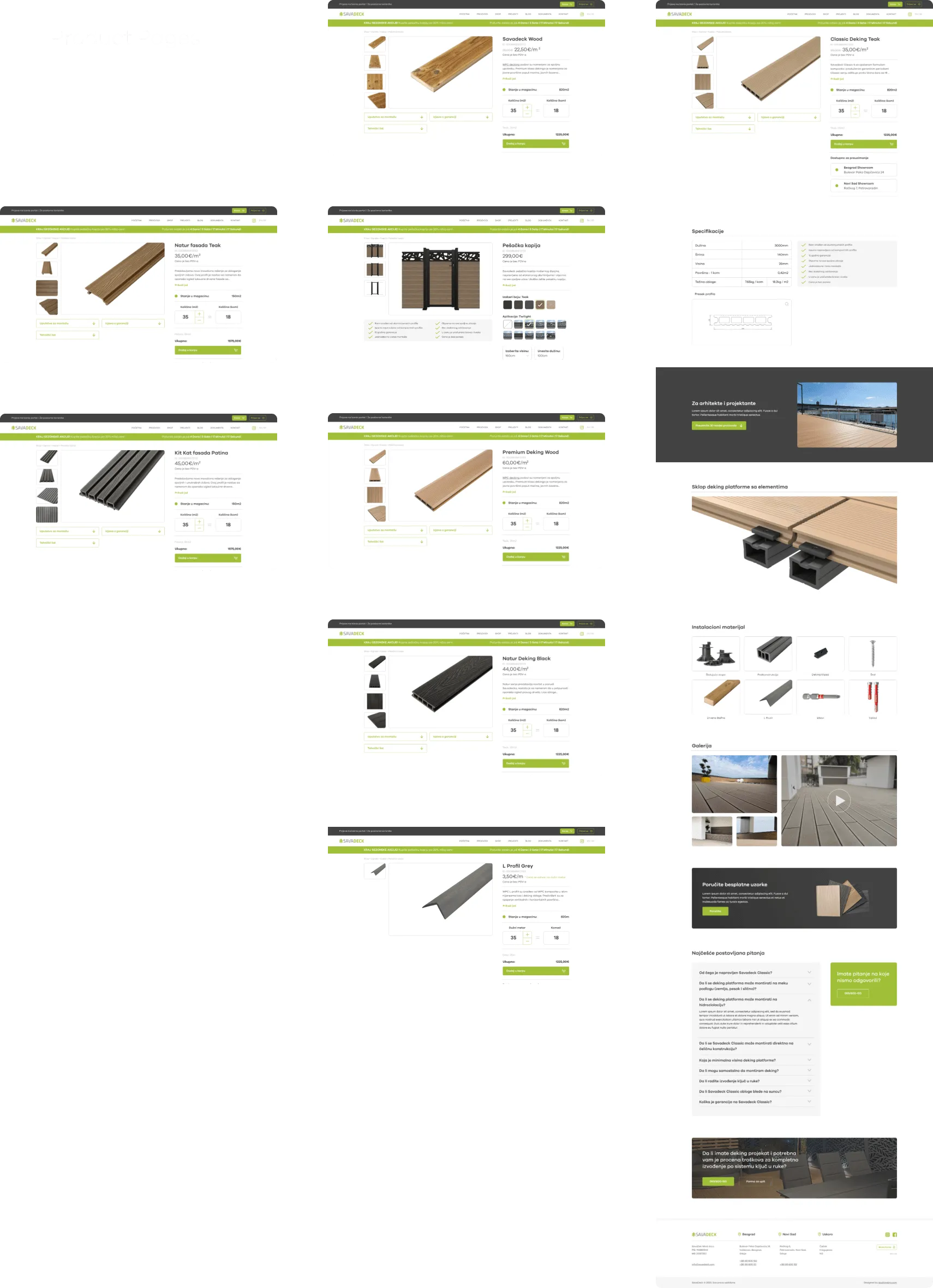 Savadeck business portal product pages design