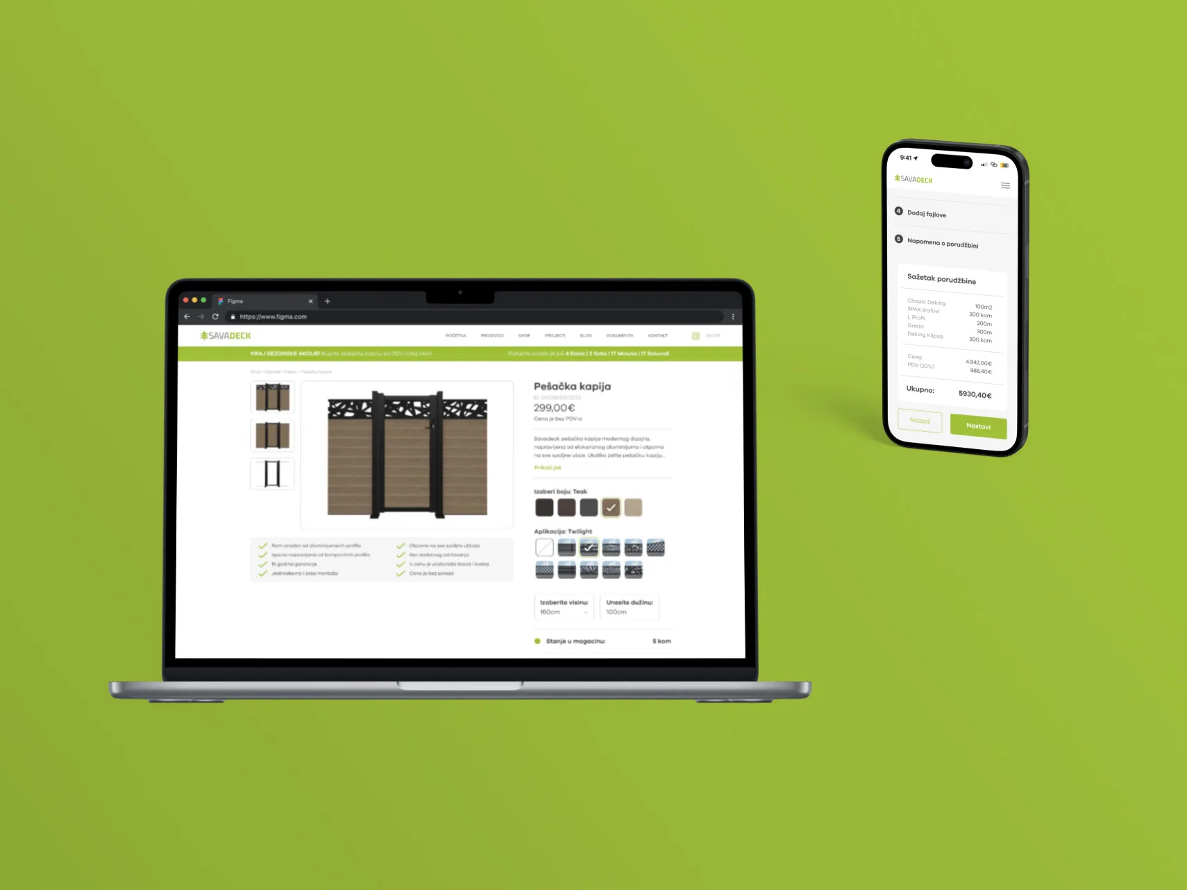 Savadeck business portal website showcase, responsiveness on macbook and iphone