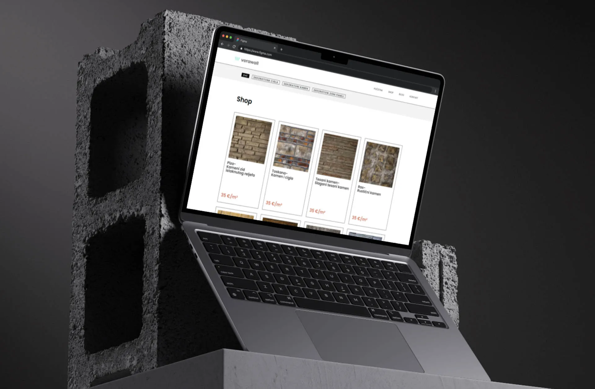 Verawall website design showcase on macbook